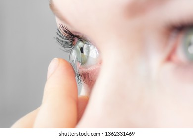 girl wearing soft contact lenses close-up macro - Shutterstock ID 1362331469