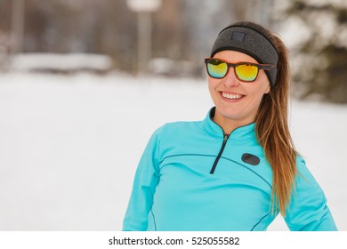 Girl Wearing Sportswear. Winter Sports, Outdoor Fitness, Fashion, Workout, Health Concept.