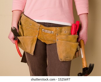 Girl Wearing A Toolbelt