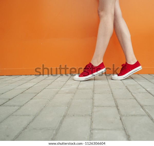 trendy red shoes