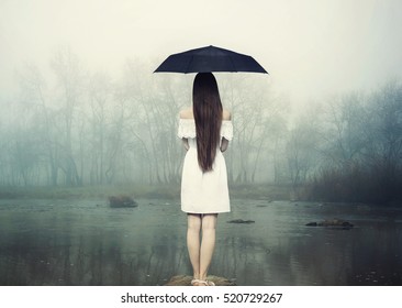 Sad Girl With Umbrella Images Stock Photos Vectors