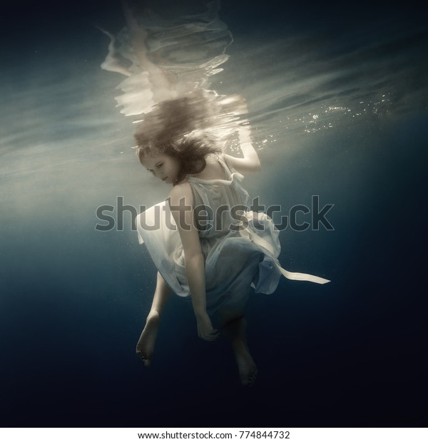 Girl White Dress Underwater Stock Photo (Edit Now) 774844732