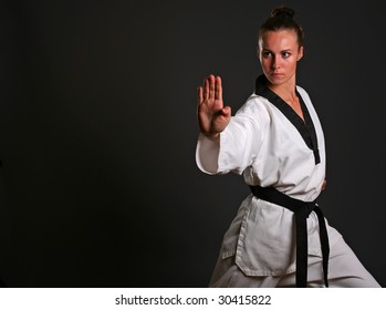 girl in white kimono ready to fight with clipping path - Powered by Shutterstock