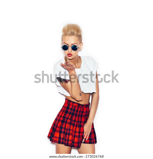 Glasses miniskirt retro tongue