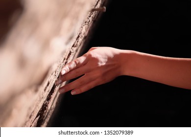 The Girl Who Touch The Wall, Hand Detail, Feeling Stones