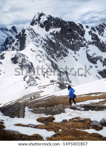 Similar – Hiker on the Zugspitze