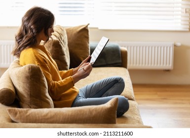 Girl Working At Home With A IPad Pro  During Quarantine