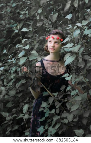 Similar – Portrait of girl in red dress