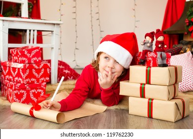 Girl Writing A Christmas Wish List