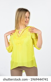 Girl Yellow Shirt Blouse Fancy Summer Clothes, Favorite Outfit Concept