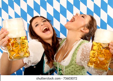 Girls with beer on oktoberfest