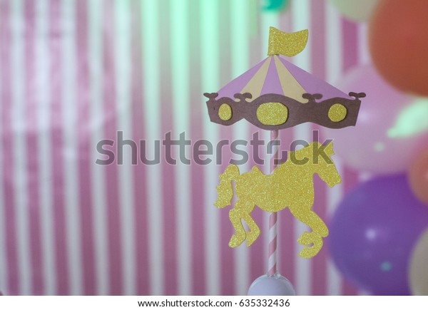 Girls Birthday Party Concept Detail Carousel Stock Photo Edit Now