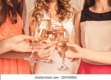 girls celebrating a bachelorette party of bride - Powered by Shutterstock