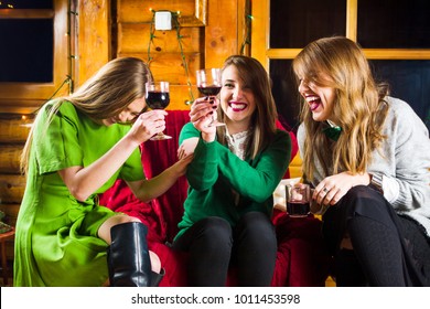 Girls Celebrating St Patricks Day On A Home Party Wearing Green Outfits