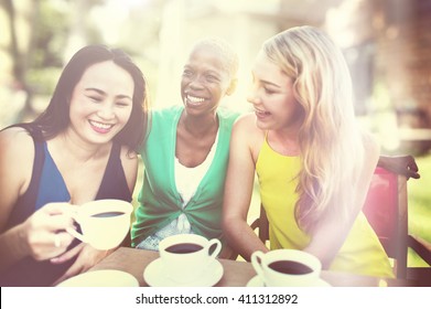Girls Coffee Break Talking Chilling Concept