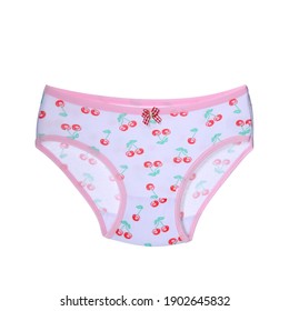 A Girl's Cotton Briefs On A White Background