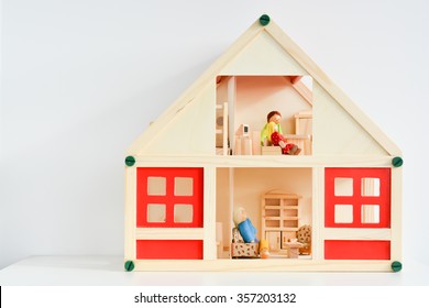 Girls Dollhouse Isolated On White Background