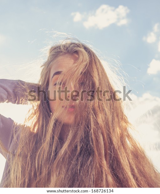 Girls Face Half Hide By Her Stock Photo Edit Now