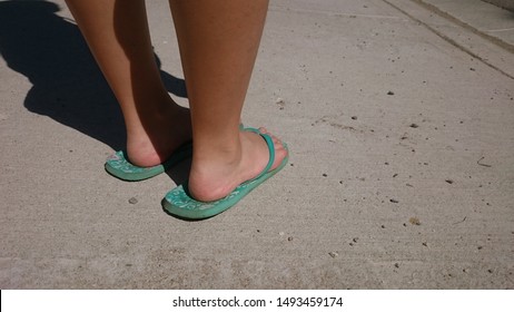 girl with flip flops