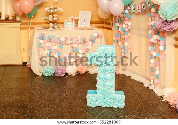 Girls First Birthday Decorations Party Little Stock Photo Edit