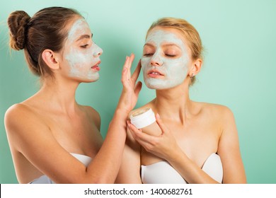 Girls Friends Sisters Making Clay Facial Mask. Anti Age Mask. Stay Beautiful. Skin Care For All Ages. Women Having Fun Cucumber Skin Mask. Pure Beauty. Beauty Product. Care And Fun. Spa And Wellness.