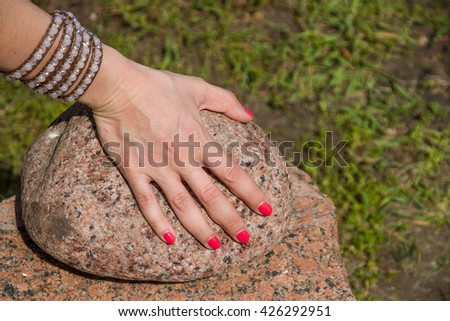 Similar – a woman and a child show their nail polish