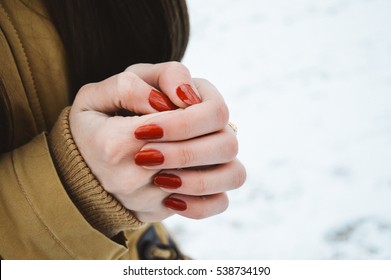 Girls Hands In Cold