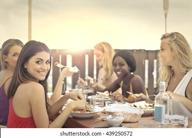 Girls Having Dinner Together