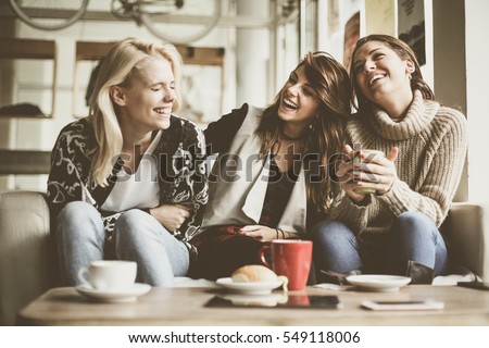 Girls having fun at home, laughing. 