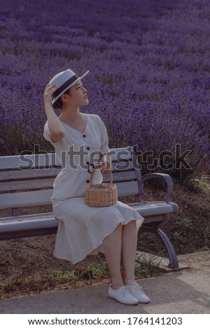 Girls in lavender field, dream purple, romantic and noble