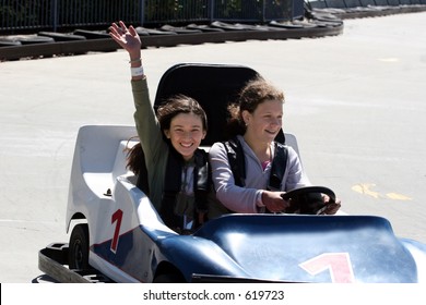 Girls On Go Cart