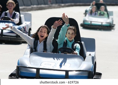 Girls On Go Cart