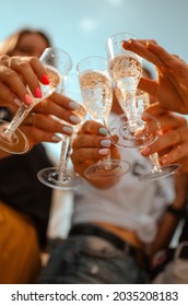 Girls Party  With Champagne. Bachelorette Party 