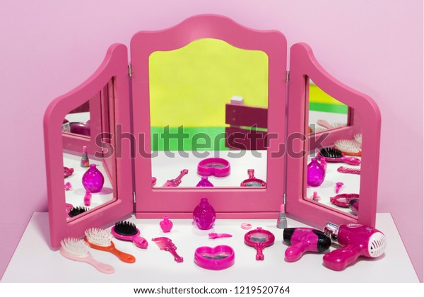 Girls Pink Pretend Play Toy Vanity Stock Photo Edit Now