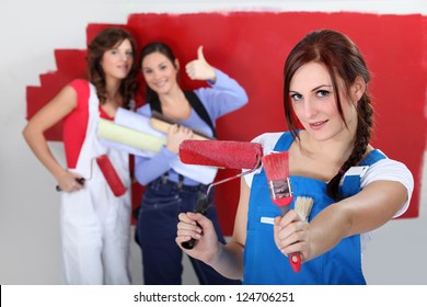 Girls Red Wall Painting