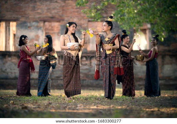Girls Thai National Costumes Dancing Old Stock Photo (Edit Now) 1683300277 Traditional Thai Dancing