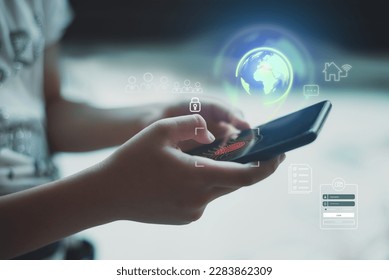 A girl's thumb is about to be fingerprinted to enter the internet world. A futuristic world that connects everything interesting. But it is hidden with dangerous risks. - Powered by Shutterstock