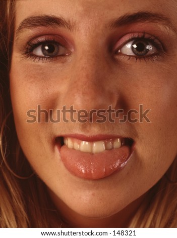 Girls with tongue out