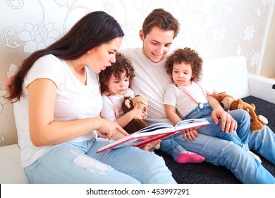 Girls Twins Parents Read Book On Stock Photo 453997291 | Shutterstock