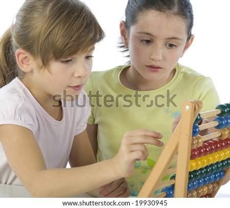 Girls using abacus