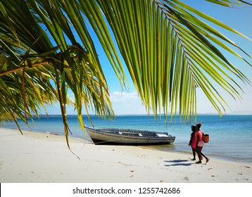 Girls Walking Ona Beach On Madagascar