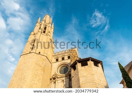 Girona medieval city, Basilica of San Felix, Costa Brava of Catalonia in the Mediterranean. Spain