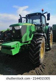 Girov, Romania - MARCH 25, 2022: John Deere 6175 Tractor In A Farm.