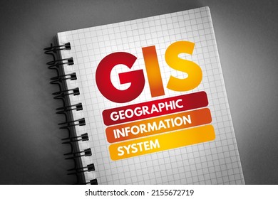 GIS - Geographic Information System acronym on notepad, concept background