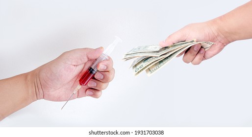 Give Money Exchange Drug Or Vaccine On Isolate Background