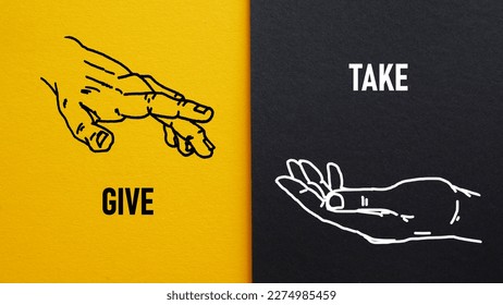 Give and take concept is shown using a text