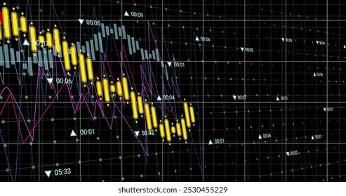 The given image is a digitally generated image of floating diagrams on a black background. Graphs with numbers moving on a transparent background. This image is an abstract representation of online - Powered by Shutterstock - Get 15% off with code: PIKWIZARD15
