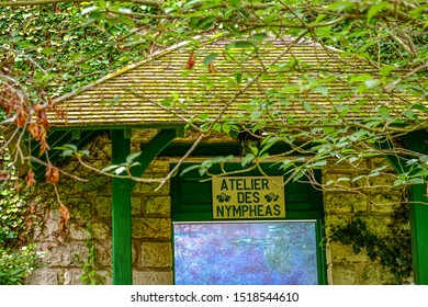 Giverny, France - Circa August, 2019: Facade Of The Atelier Des Nympheas, Claude Monet's House. Claude Monet's Garden. The Foundation Claude Monet Preserves House And Garden Of The Painter.