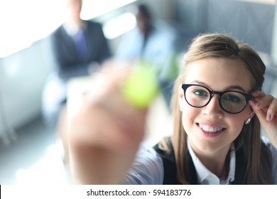 Giving Presentation Executive Business Woman Pointing 