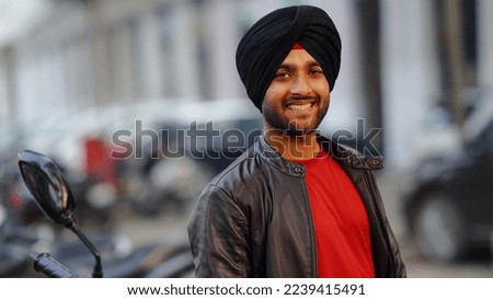 giving smile happy Indian Young sikh punjabi boy closeup face image Stock fotó © 